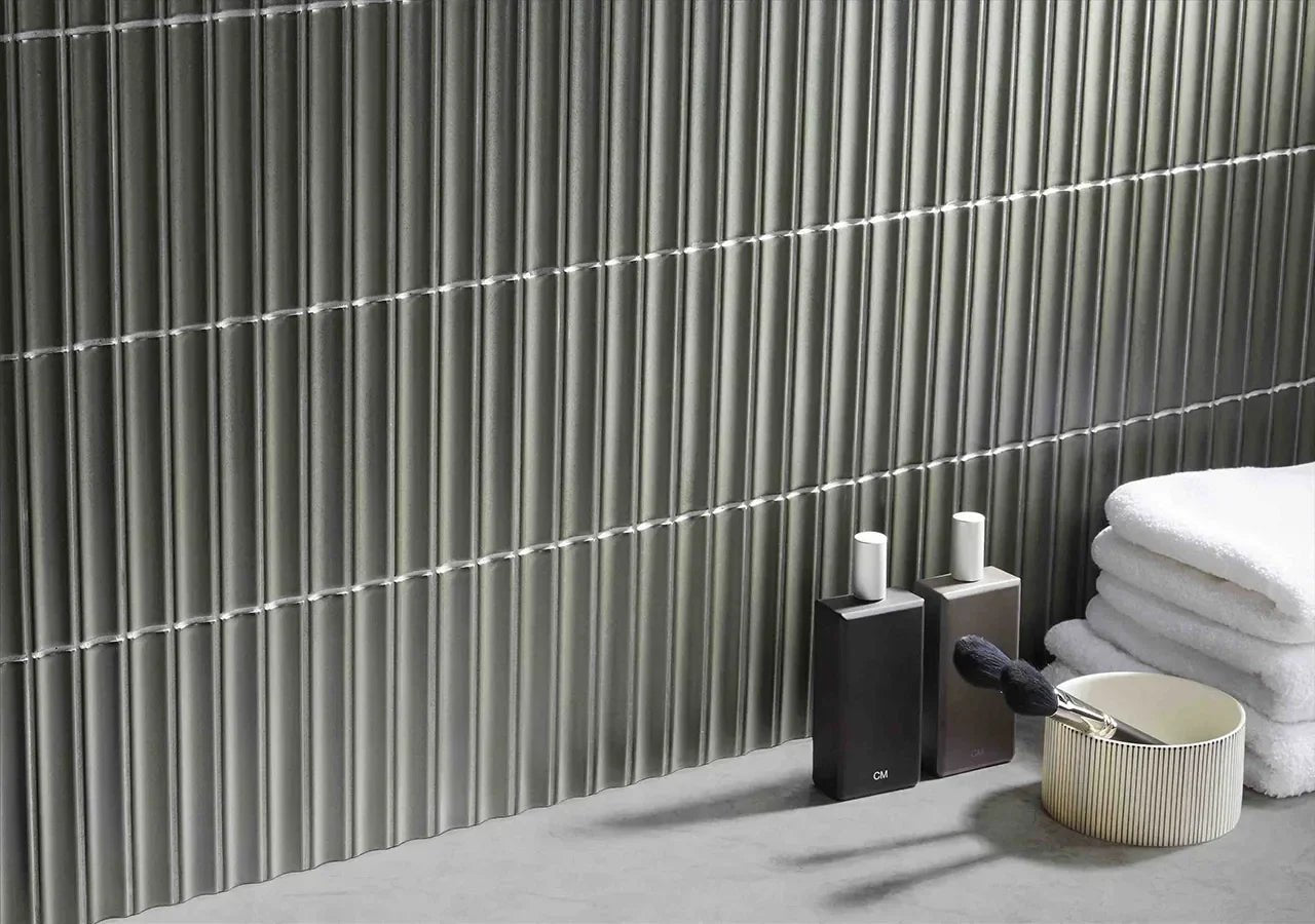 Japanese ceramic wall tiles Yukasumi Sample in Gray from Mittsu Japanese Tiles