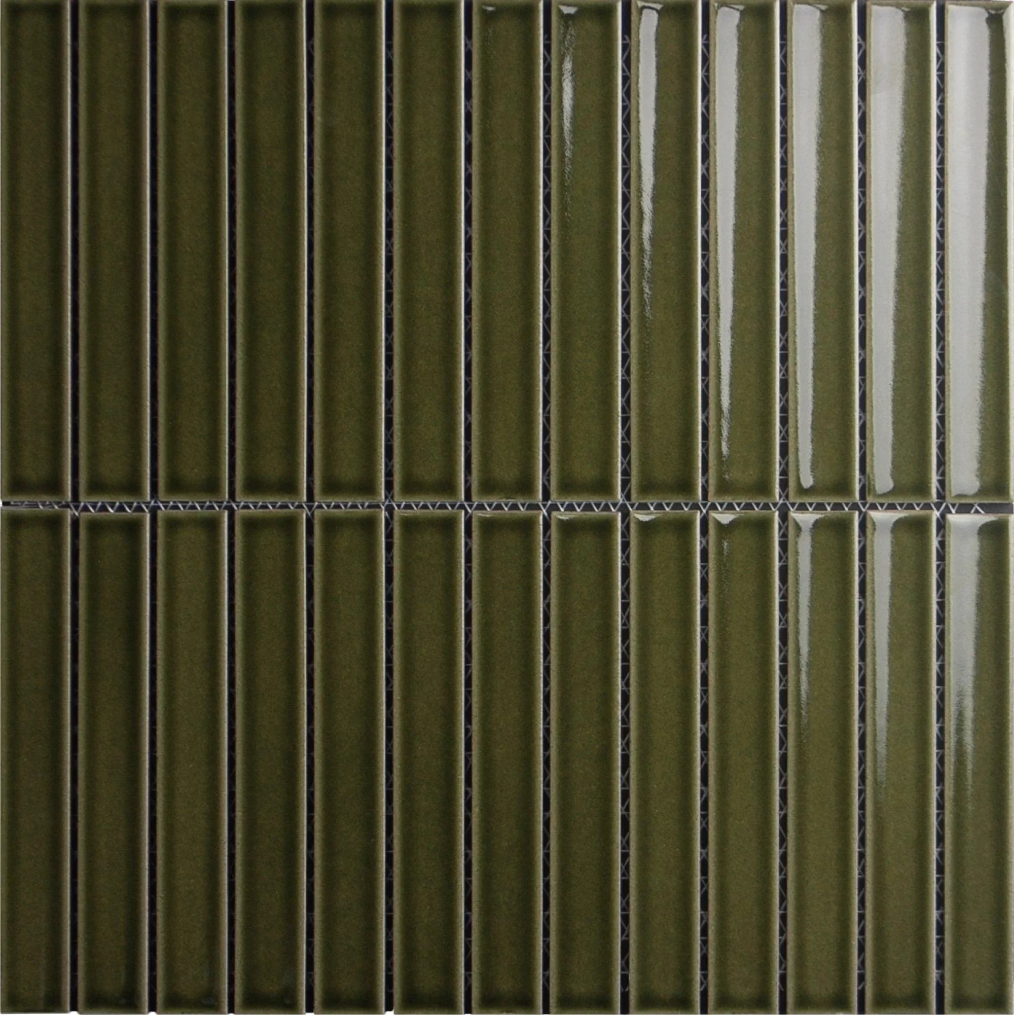 Japanese ceramic wall tiles Yuki Border in Green from Mittsu Japanese Tiles