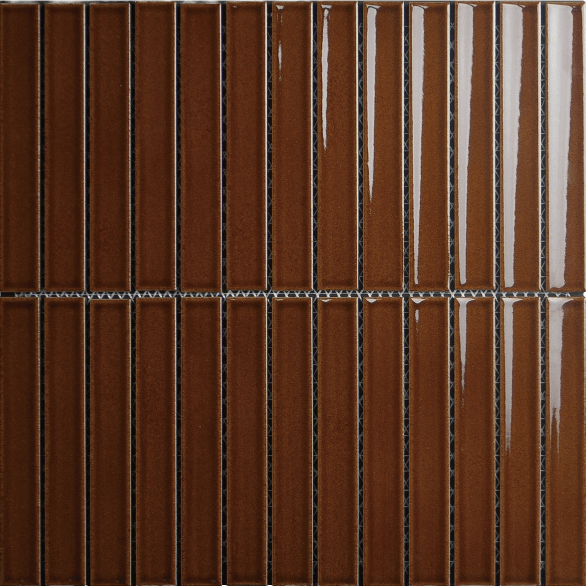 Japanese ceramic wall tiles Yuki Border in Brown from Mittsu Japanese Tiles