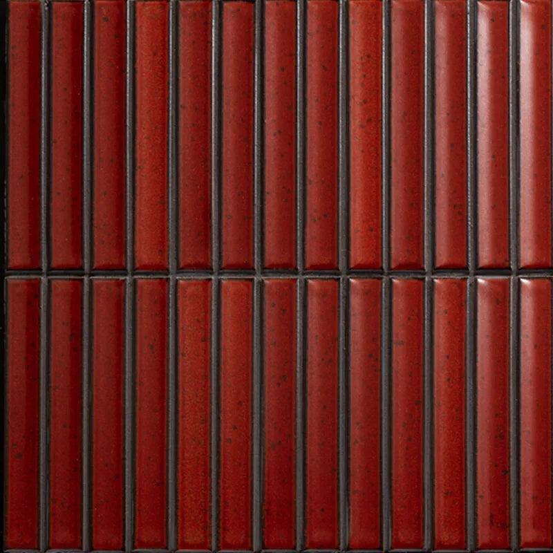 Japanese ceramic wall tiles Yuki Border Sample in Terracotta from Mittsu Japanese Tiles