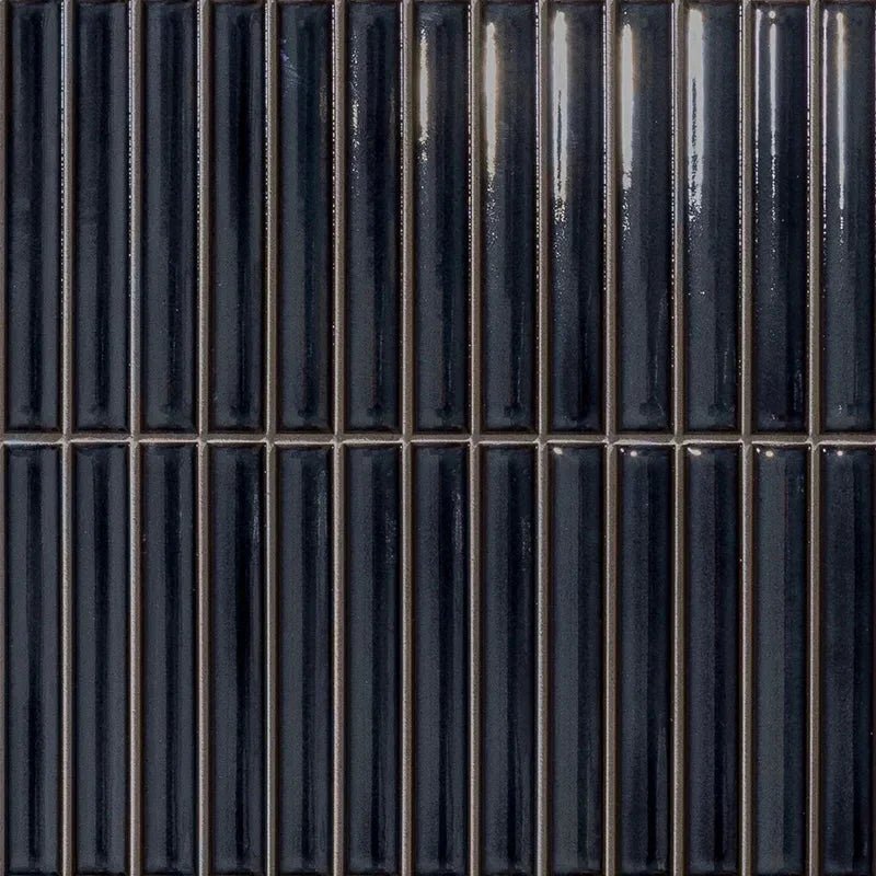 Japanese ceramic wall tiles Yuki Border Sample in Black from Mittsu Japanese Tiles