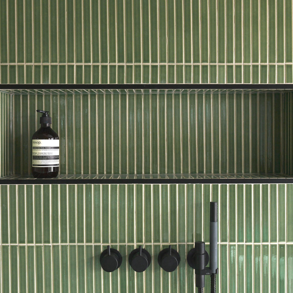 Arcaico Japanese porcelain wall tile in Matt Black – Mittsu Japanese Tiles