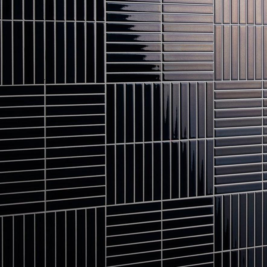 Japanese ceramic wall tiles Biyusai in Black from Mittsu Japanese Tiles