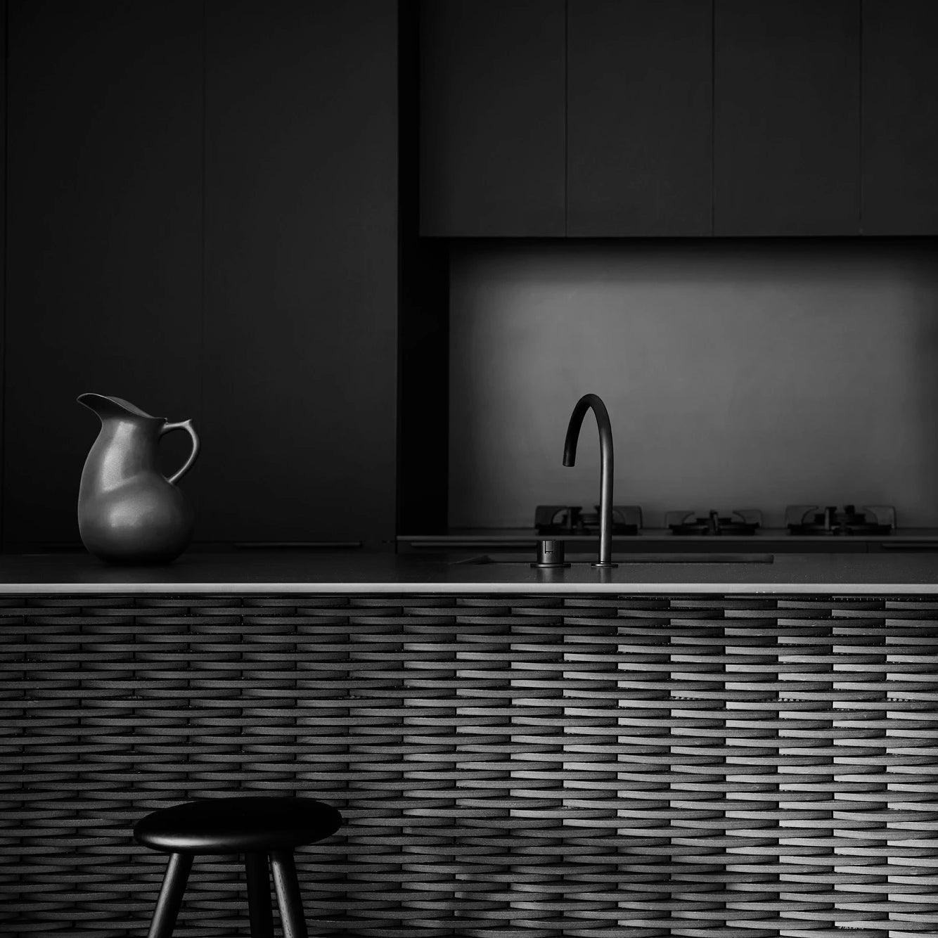 Japanese ceramic wall tiles Crescent in Black from Mittsu Japanese Tiles