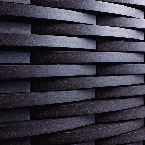 Japanese ceramic wall tiles Crescent Sample in Black from Mittsu Japanese Tiles