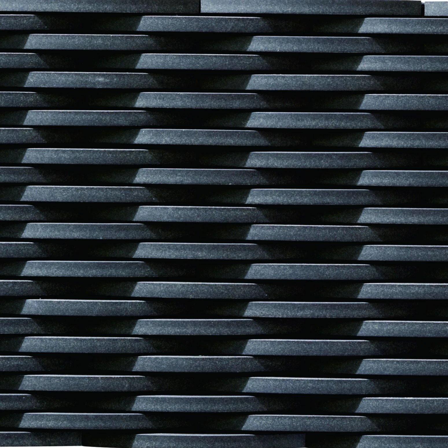 Japanese ceramic wall tiles Crescent Sample in Black from Mittsu Japanese Tiles