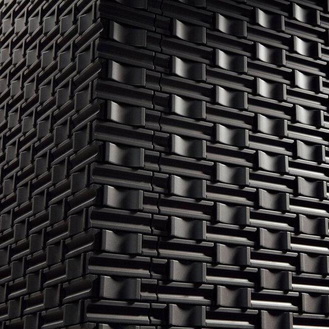 Japanese ceramic wall tiles Crochet in Black from Mittsu Japanese Tiles