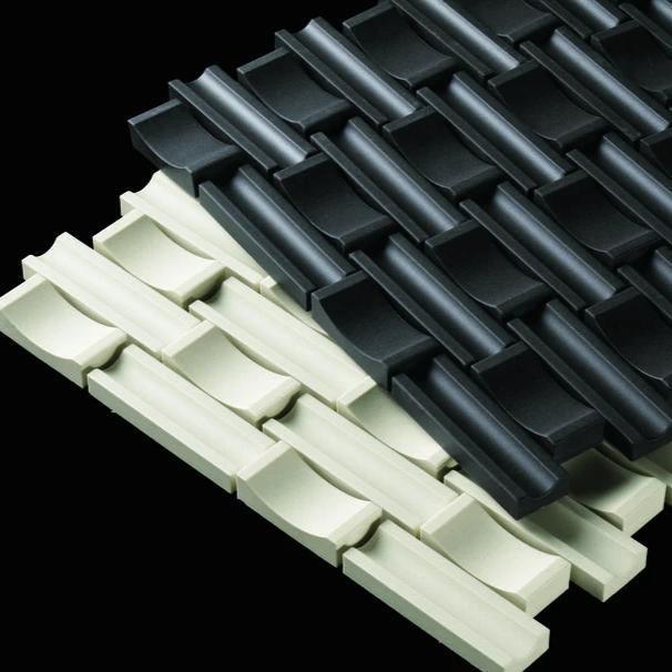 Japanese ceramic wall tiles Crochet Sample in Black from Mittsu Japanese Tiles