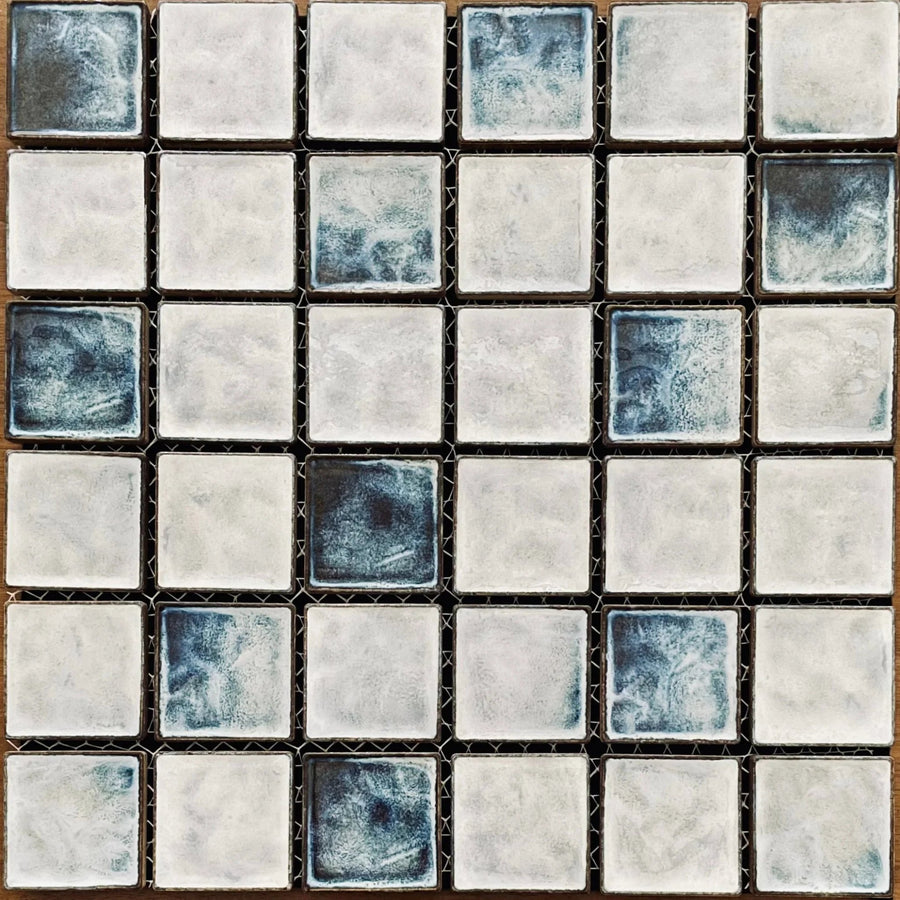 Japanese ceramic wall tiles Focasion in Blue Mix from Mittsu Japanese Tiles