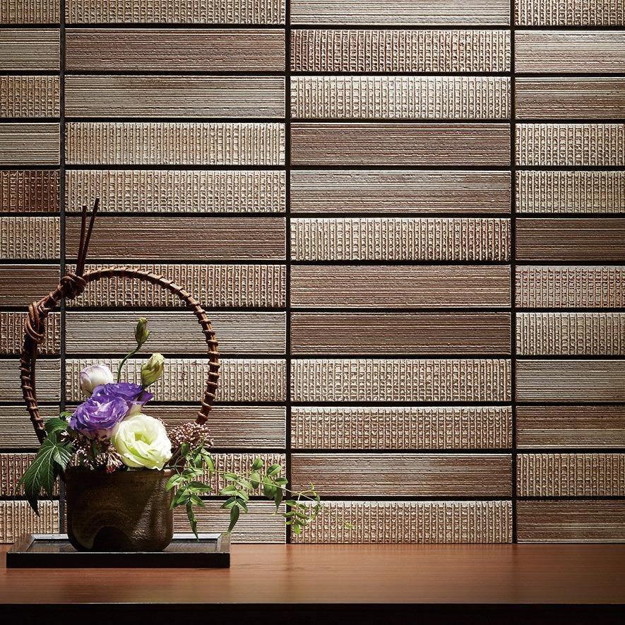Japanese ceramic wall tiles Homura in Light Brown from Mittsu Japanese Tiles
