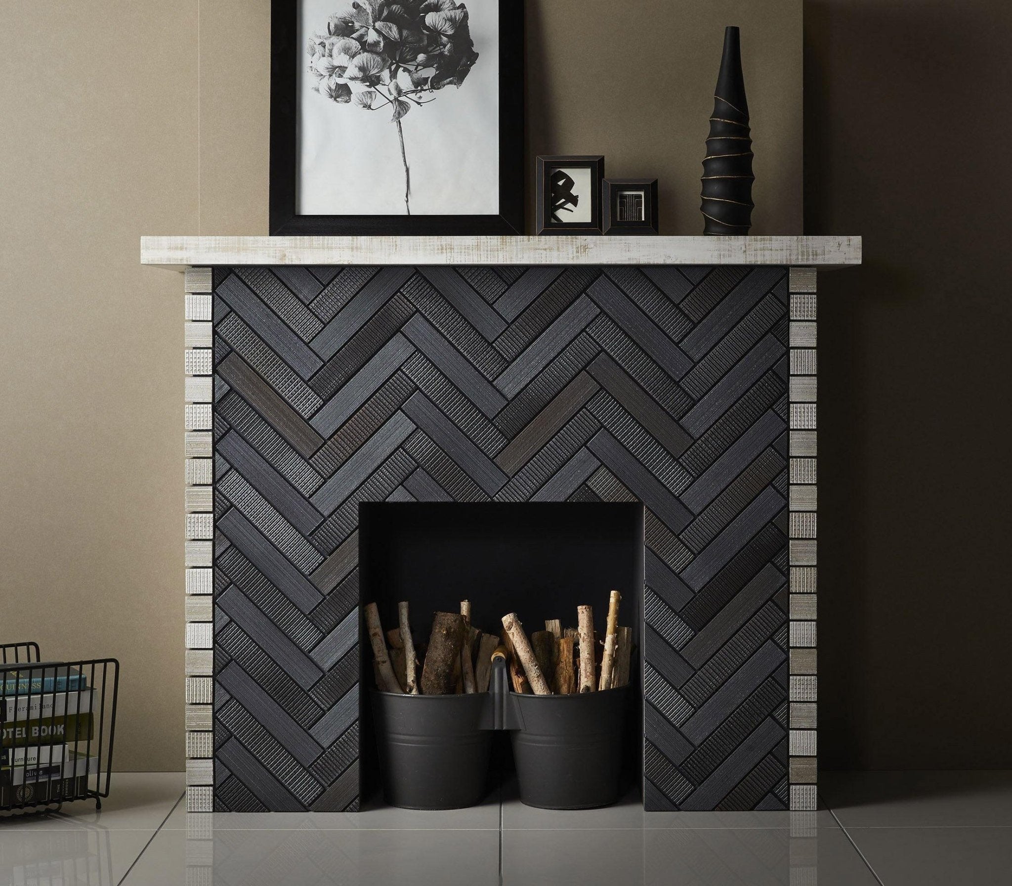 Japanese ceramic wall tiles Homura in Black from Mittsu Japanese Tiles