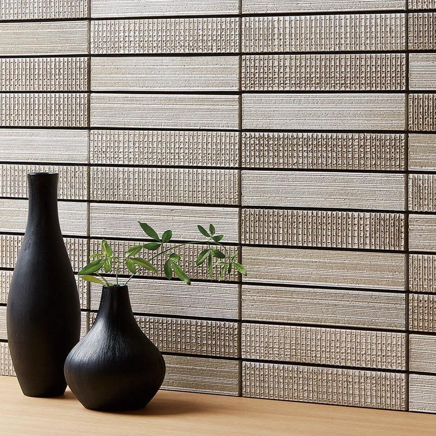 Japanese ceramic wall tiles Homura Sample in Light Beige from Mittsu Japanese Tiles