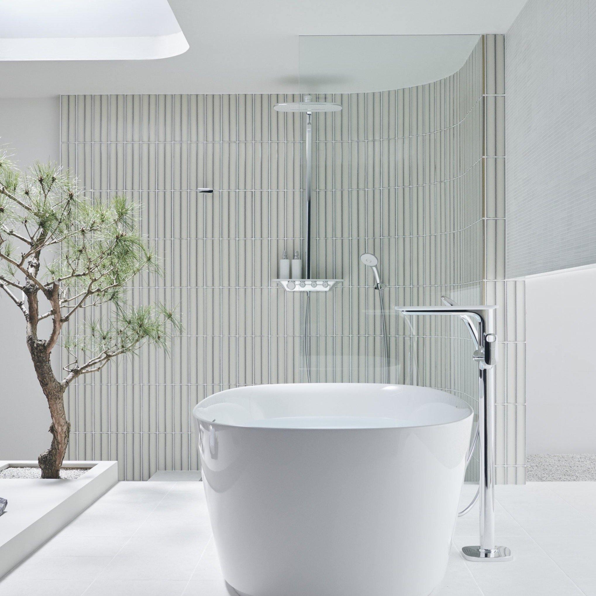 Japanese ceramic wall tiles Izumo Sample in White from Mittsu Japanese Tiles