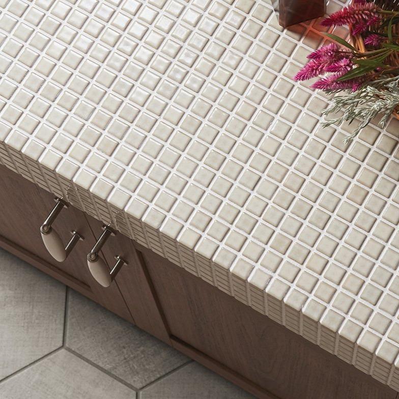 Japanese ceramic wall tiles Kaleido Glaze in White from Mittsu Japanese Tiles