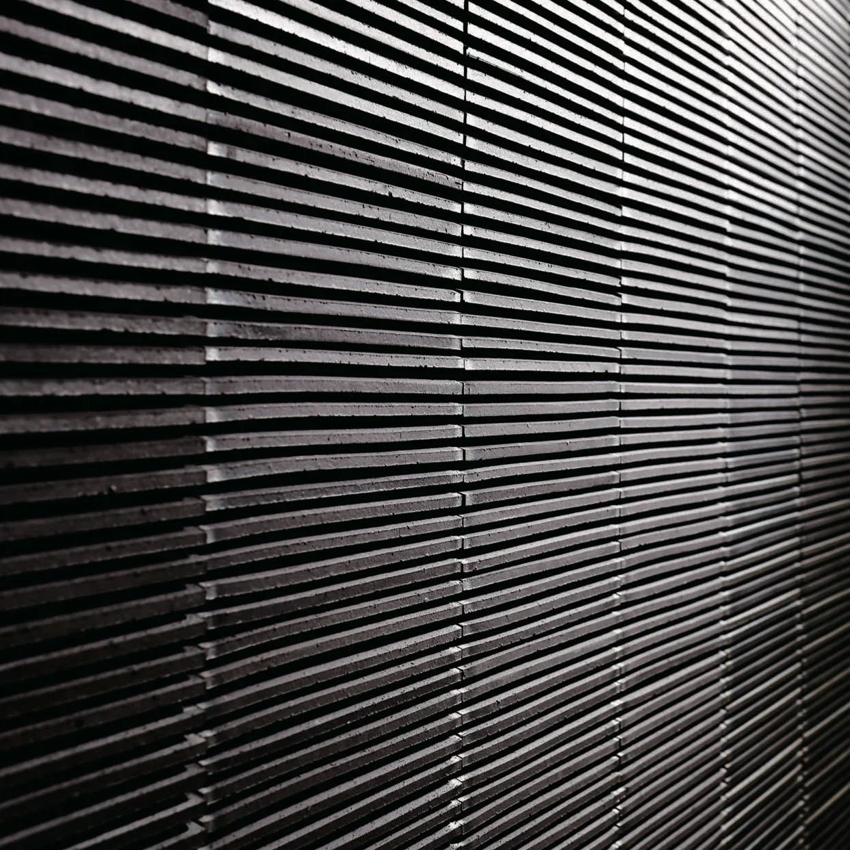 Japanese ceramic wall tiles Koyo Ibushi Line Sample in Black from Mittsu Japanese Tiles