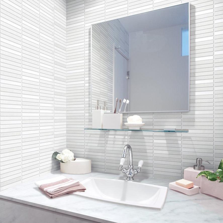 Japanese ceramic wall tiles Lungo in White Mix from Mittsu Japanese Tiles