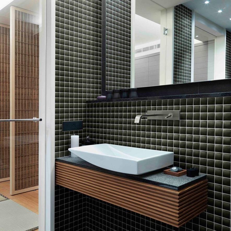 Japanese ceramic wall tiles Madoka R Sample in Red from Mittsu Japanese Tiles