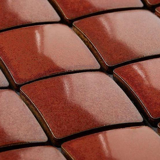 Japanese ceramic wall tiles Madoka R Sample in Red from Mittsu Japanese Tiles