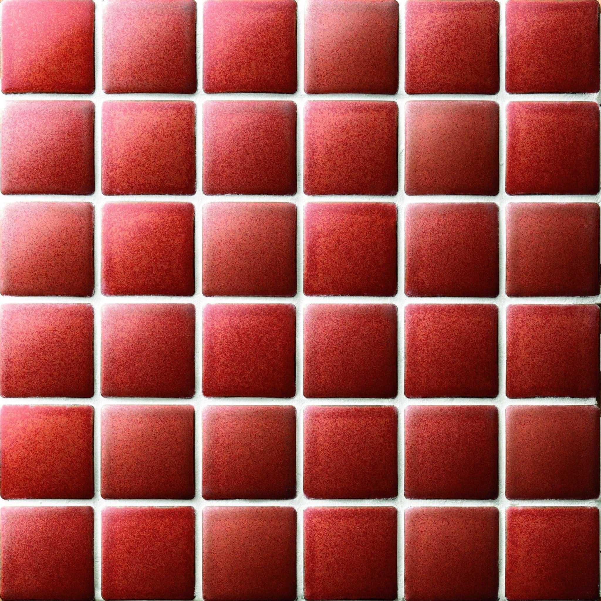 Japanese ceramic wall tiles Madoka R Sample in Red from Mittsu Japanese Tiles