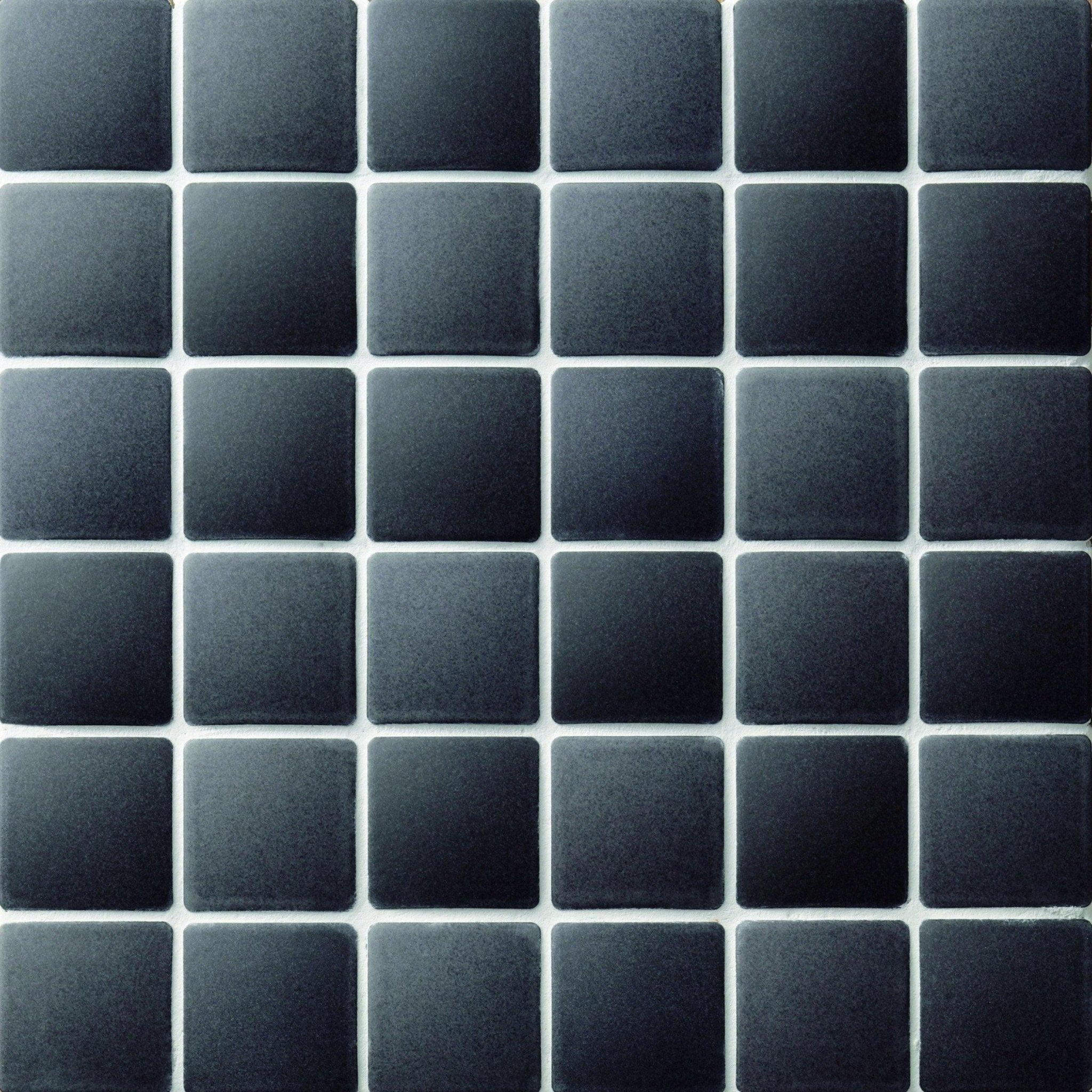 Japanese ceramic wall tiles Madoka R Sample in Matt Black from Mittsu Japanese Tiles