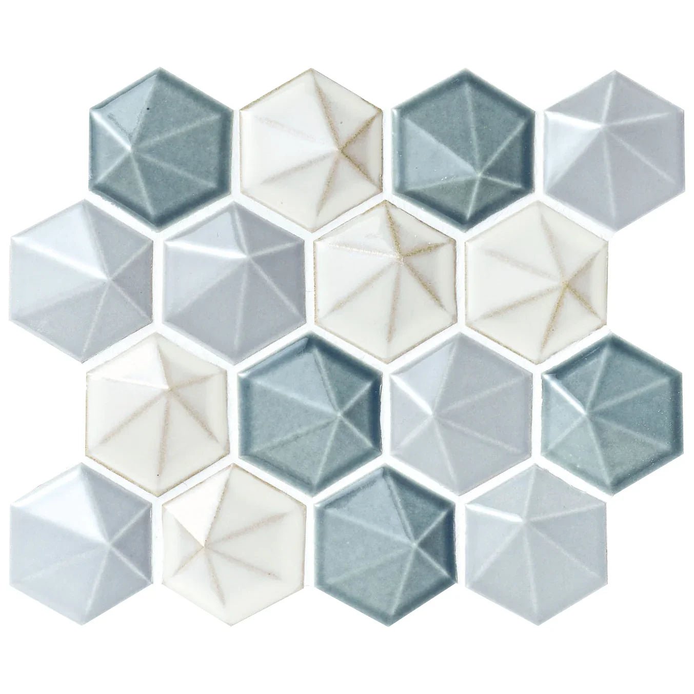 Japanese ceramic wall tiles Dimensions in Tri Colour from Mittsu Japanese Tiles