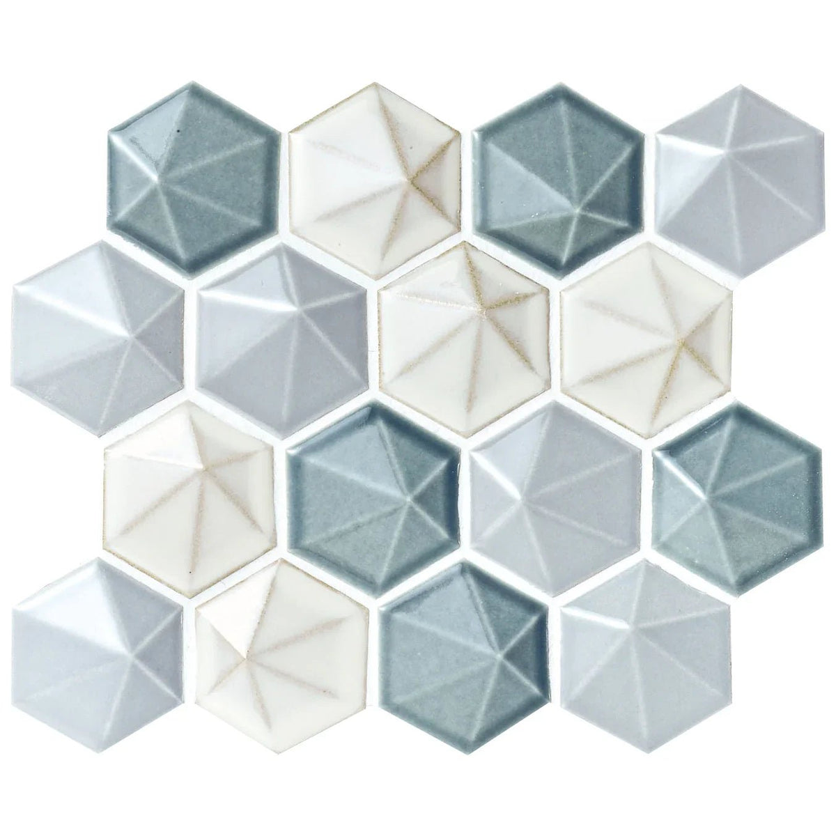 Japanese ceramic wall tiles Dimensions Sample in Tri Colour from Mittsu Japanese Tiles