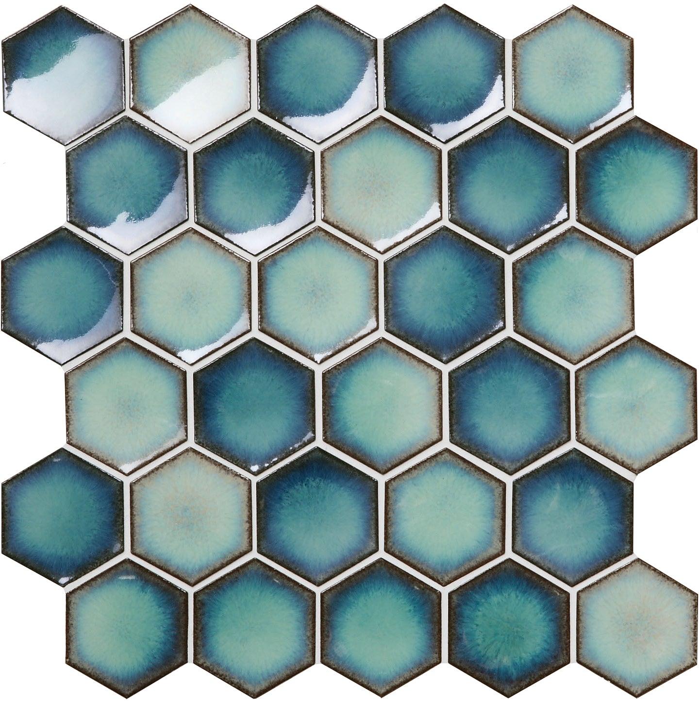 Japanese ceramic wall tiles Roku in Blue Green from Mittsu Japanese Tiles