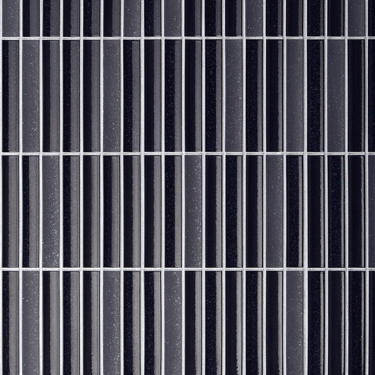 Japanese ceramic wall tiles Sairin Sample in Black Mix from Mittsu Japanese Tiles