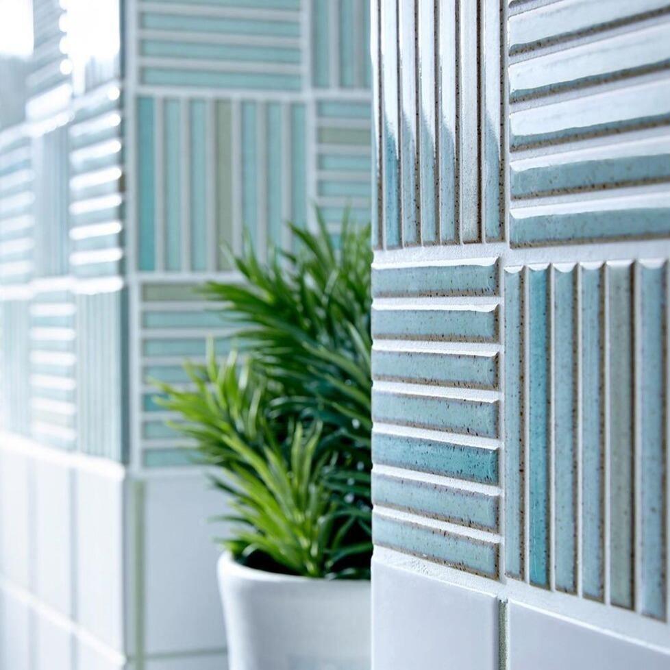 Japanese ceramic wall tiles Yohen in Dark Blue Mix from Mittsu Japanese Tiles