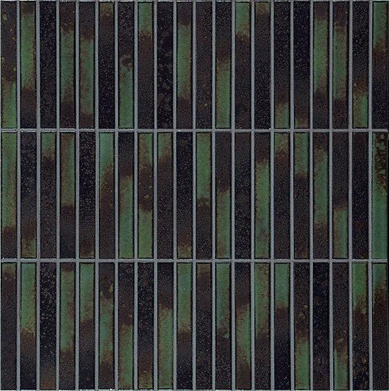 Japanese ceramic wall tiles Yohen Sample in Dark Green Mix from Mittsu Japanese Tiles