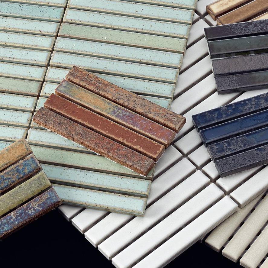 Japanese ceramic wall tiles Yohen Sample in Dark Blue Mix from Mittsu Japanese Tiles