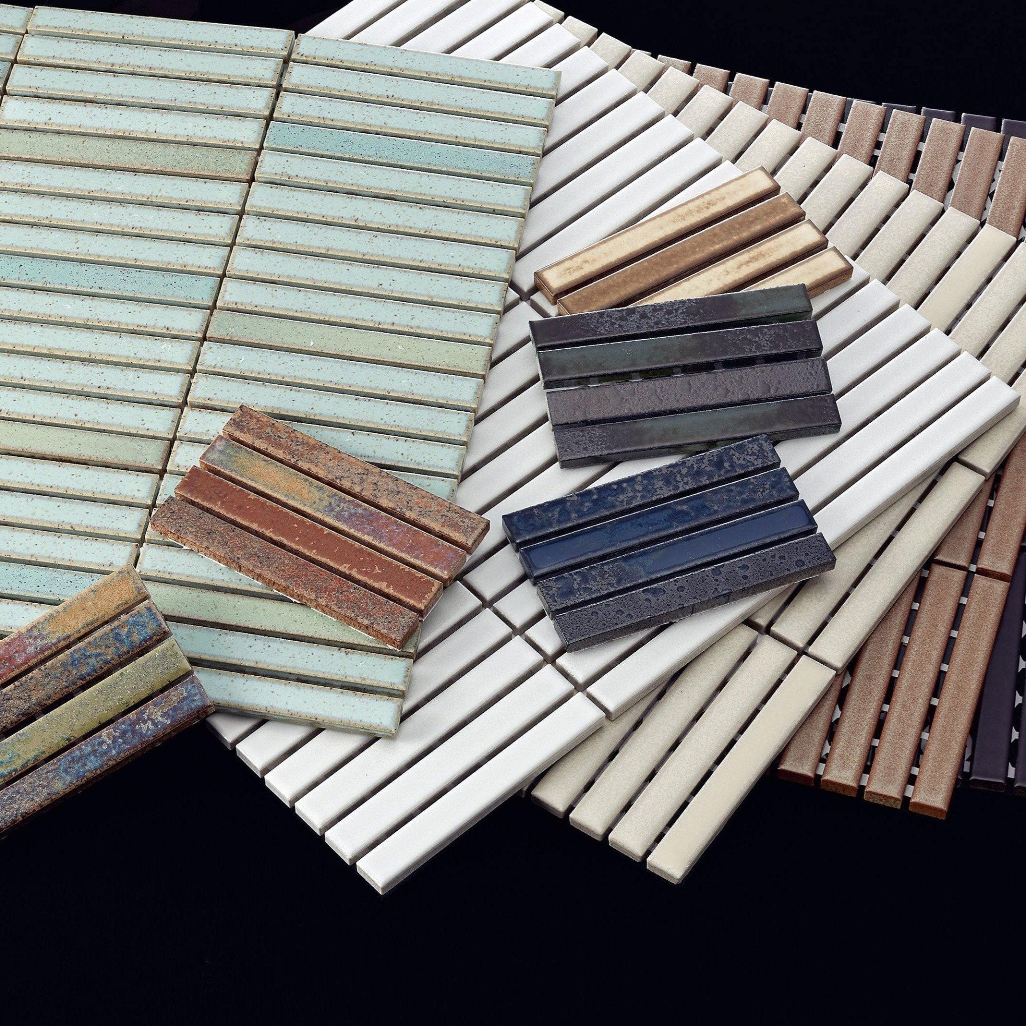 Japanese ceramic wall tiles Yohen Sample in Henna Mix from Mittsu Japanese Tiles