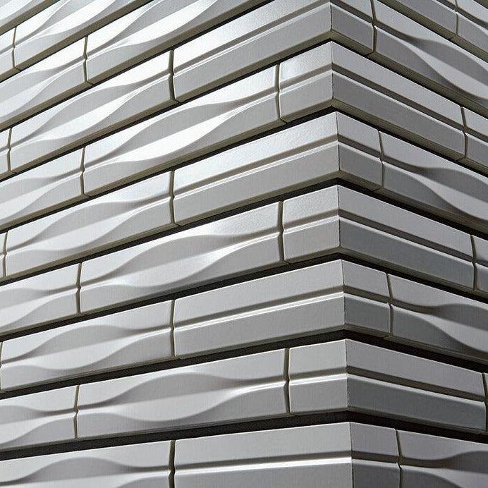 Japanese ceramic wall tiles Yumon Sample in White from Mittsu Japanese Tiles