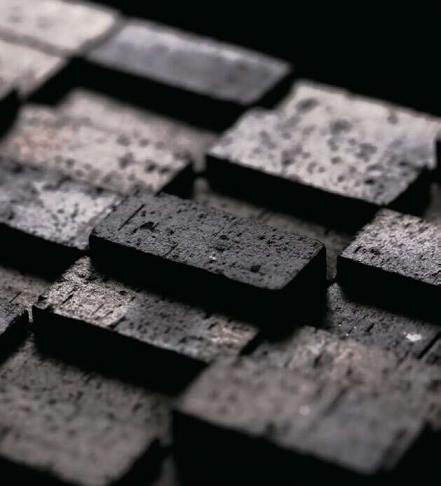 Close view of textured tile material